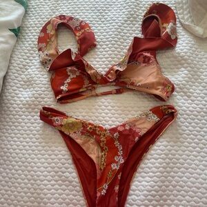 Floral Red Bikini Set